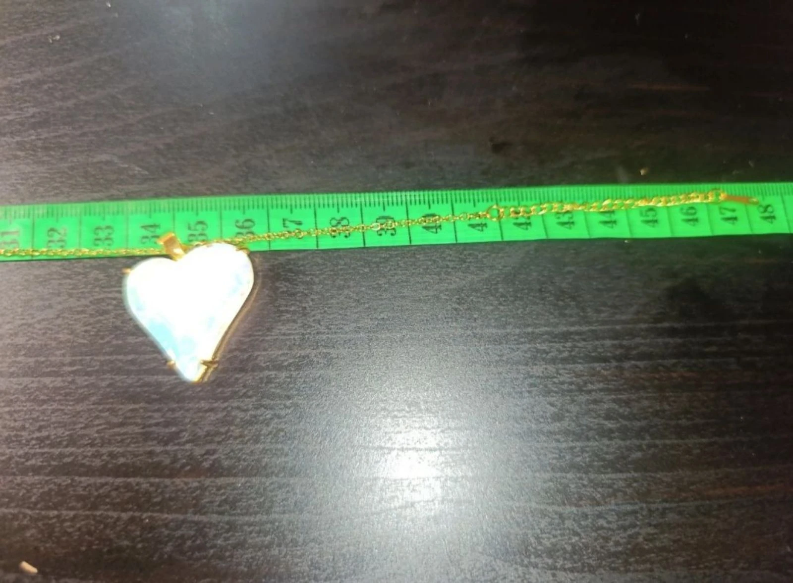 Collar acero dorado corazón acrílico blanco 48 cms – photo 4